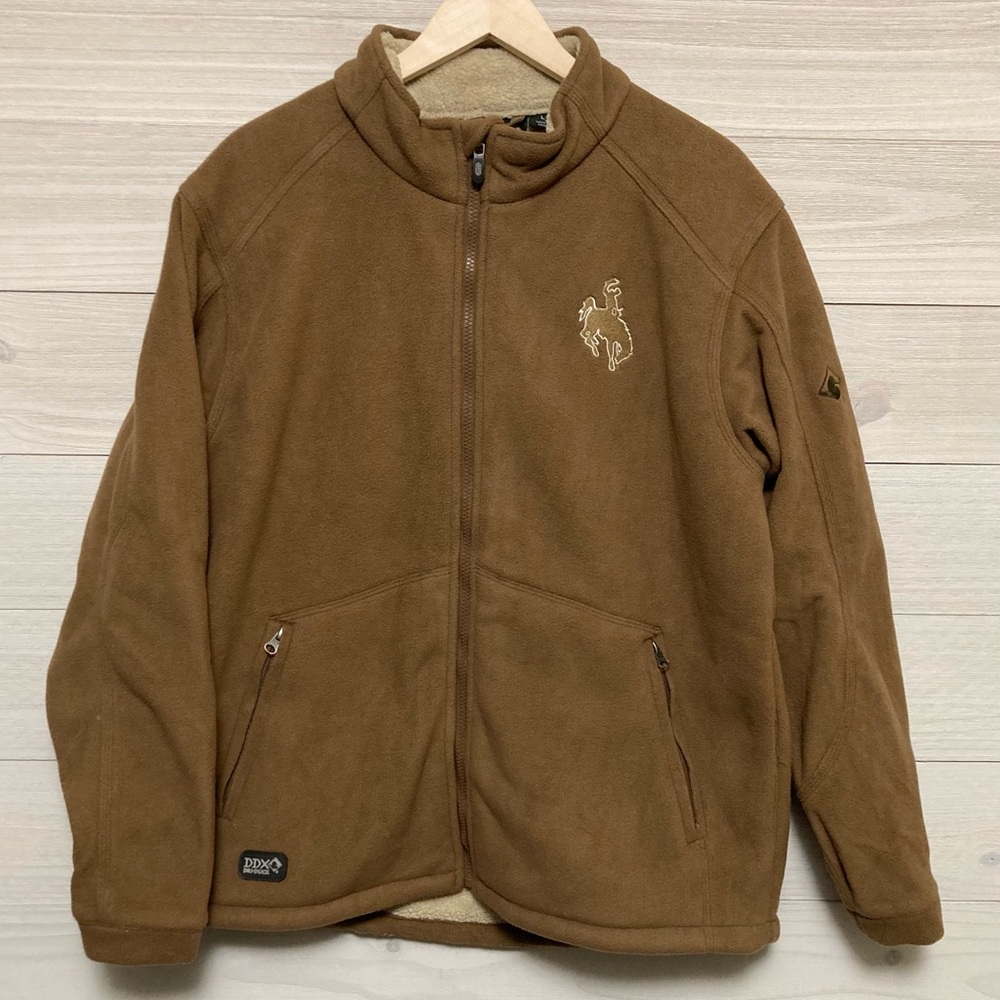 DDX DRI-DUCK Fleece Jacket, large, Brown, Zips, Sherpa Lined, Pockets.